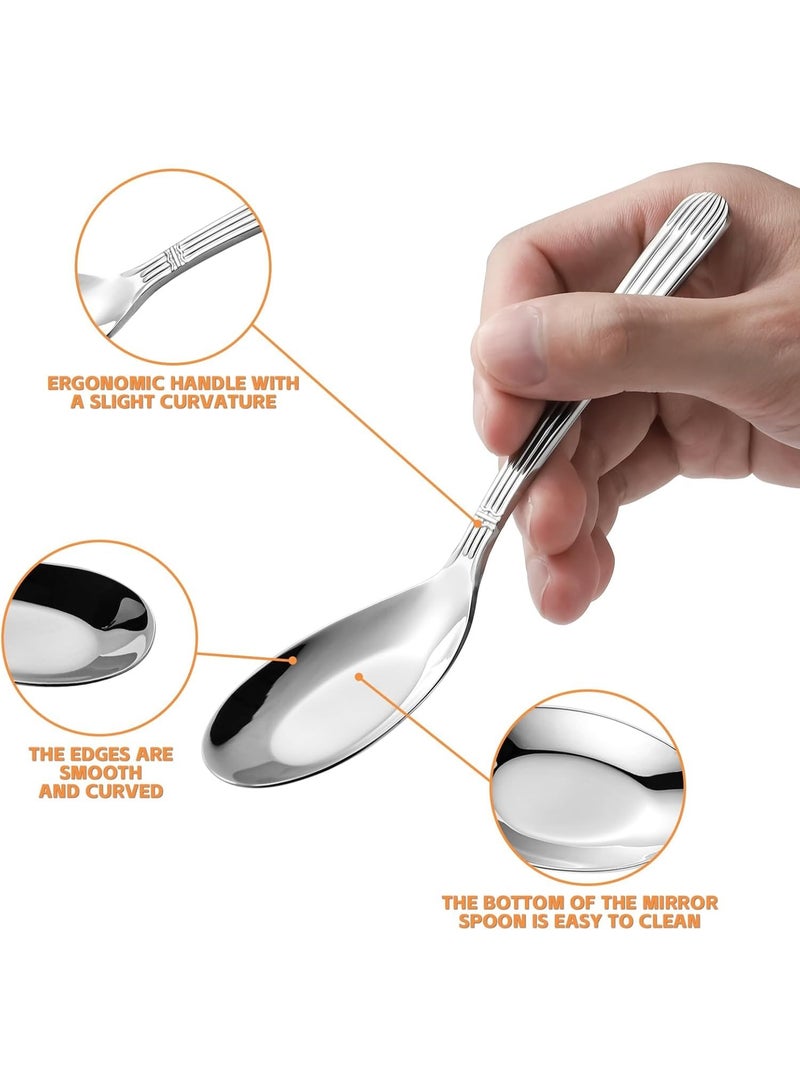 SYOSI Stainless Steel Soup Spoons, Asian Ramen Spoon Set, Polished Soup Ladles for Kitchen, Restaurant, and Home Dining, Ergonomic Handle Design for Daily Meals, Noodle Dishes, and Asian Cuisine (6-Piece) - Image 2
